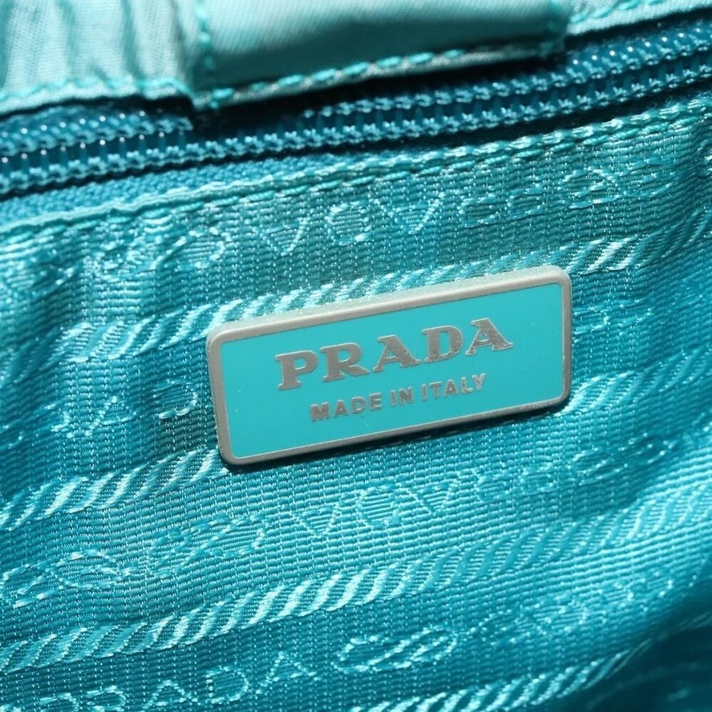 PRADA Tote Bag Nylon 2way Turquoise Blue Silver Auth ti3401 - Picture 13 of 16